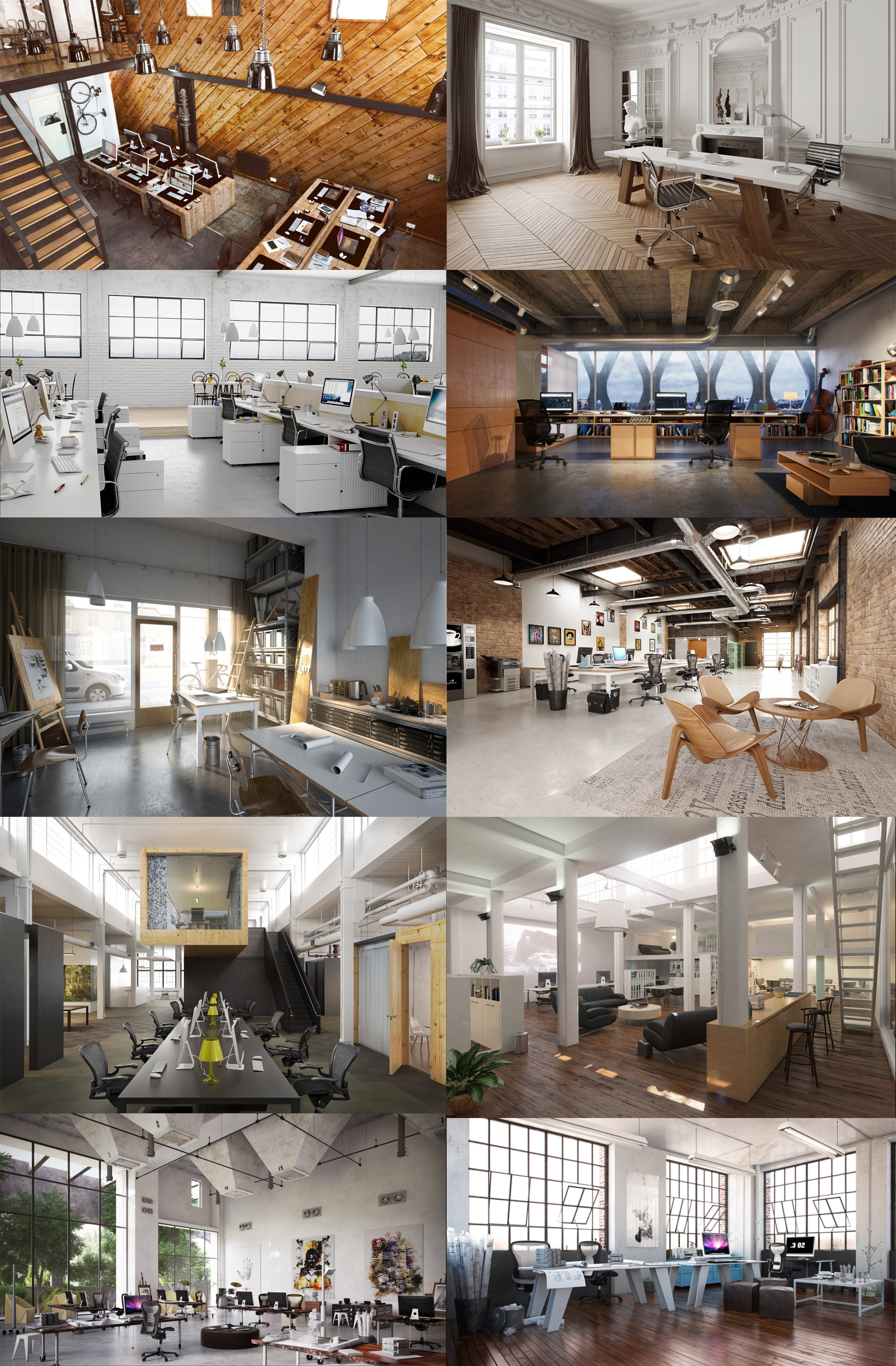 10组办公室内部场景3D模型合集（MAX）