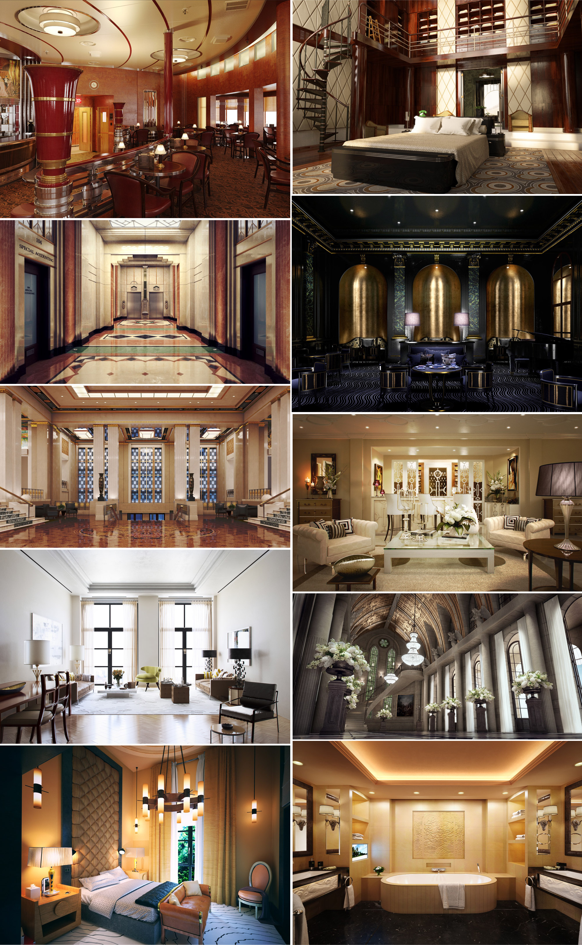 10组带纹理的室内场景3D模型合集（MAX）