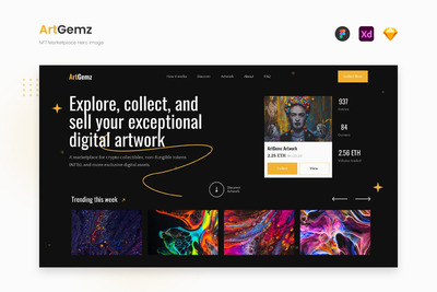 深色 NFT市场网站UI (FIG,SKETCH,XD)