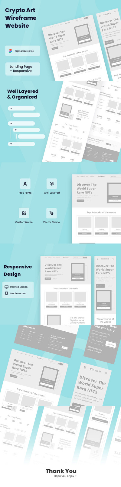 加密货币网站交互设计线框图网页模版 (FIG)
