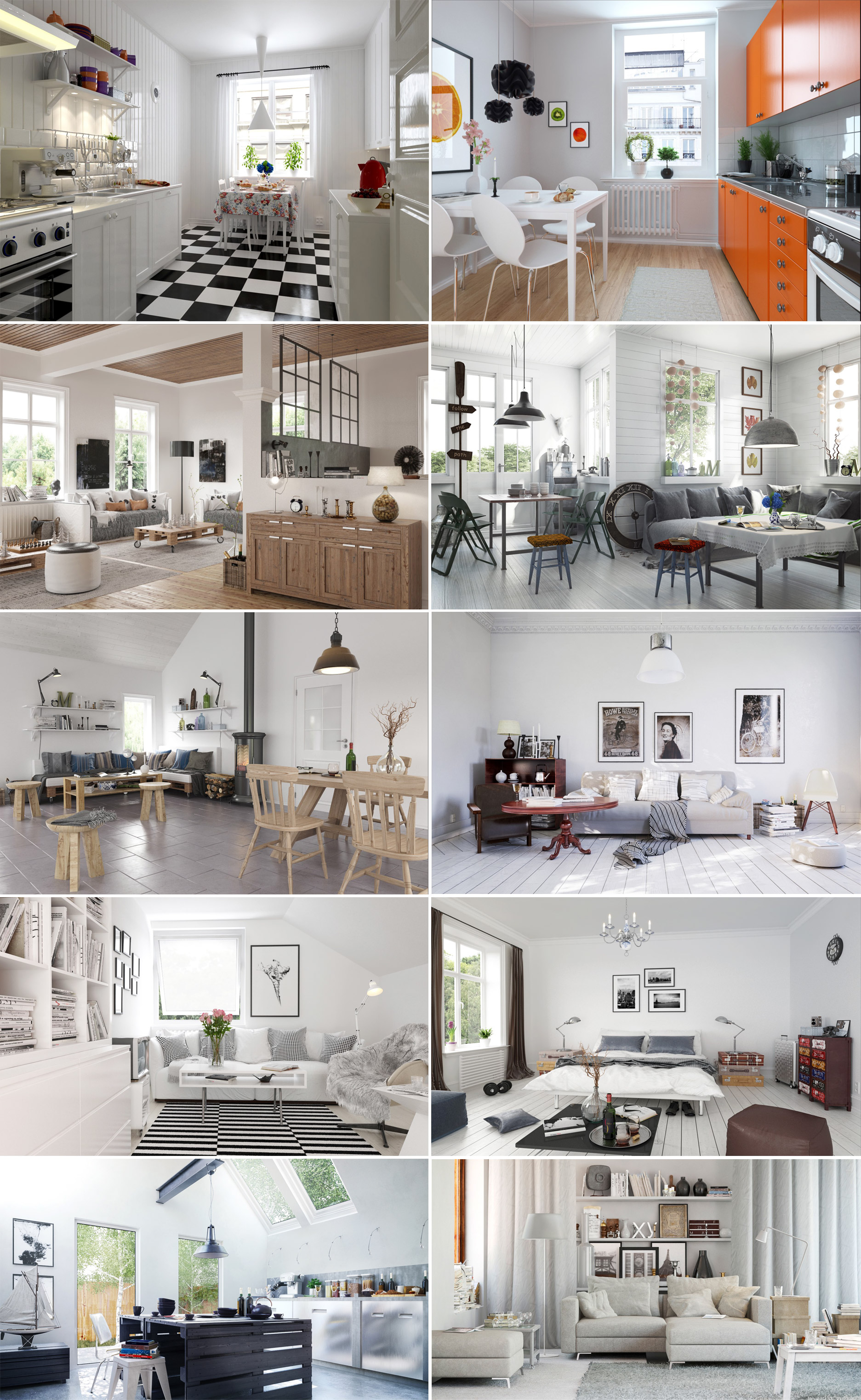 10组家庭室内场景3D模型合集（MAX）