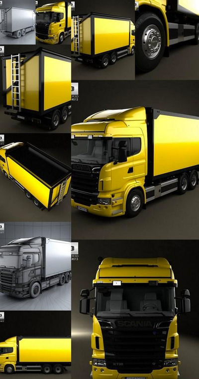 Scania R 730 Box  货车卡车3D模型 (MAX,FBX,OBJ)