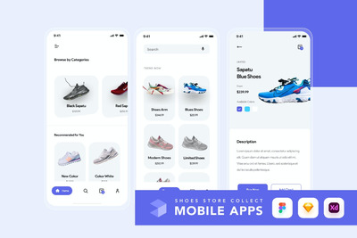 鞋子电商APP UI KIT (FIG,SKETCH,XD)