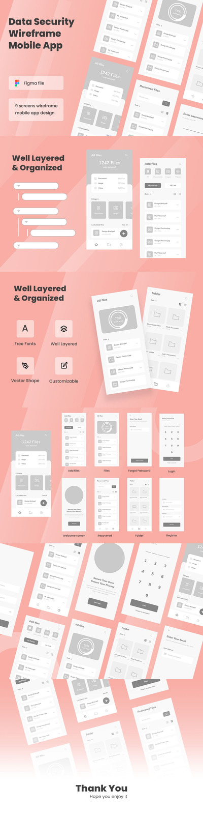 数据安全线框图UI模版APP UI KIT (FIG)