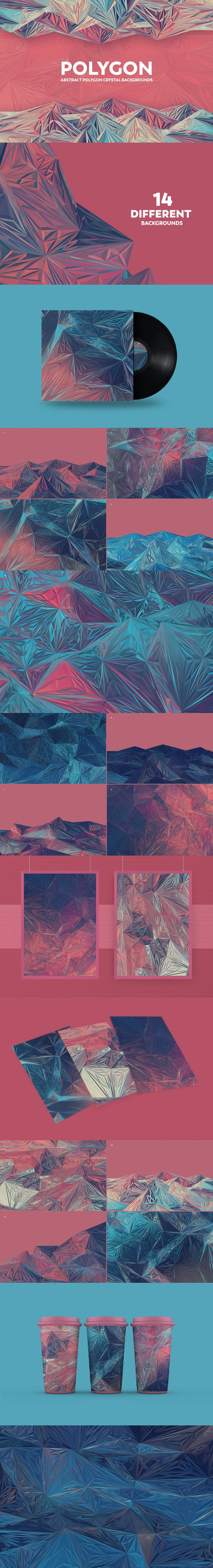 时尚高端绚丽抽象的多边形水晶背景底纹纹理大集合