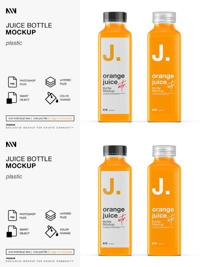 橙汁果汁瓶包装设计样机 (PSD)