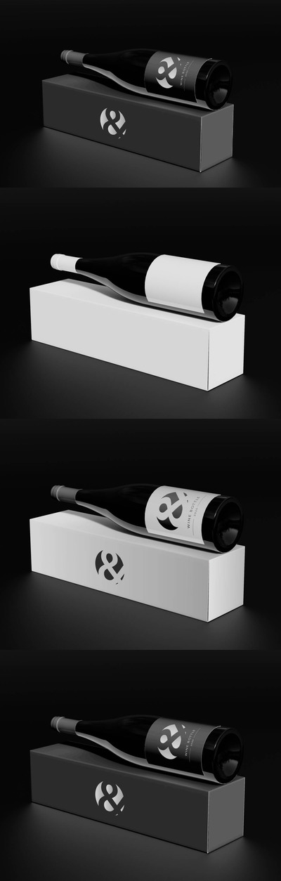 酒瓶&酒盒品牌包装设计展示样机 (PSD)