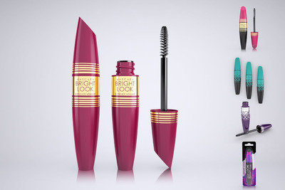 睫毛膏化妆品品牌展示样机模板 (PSD)