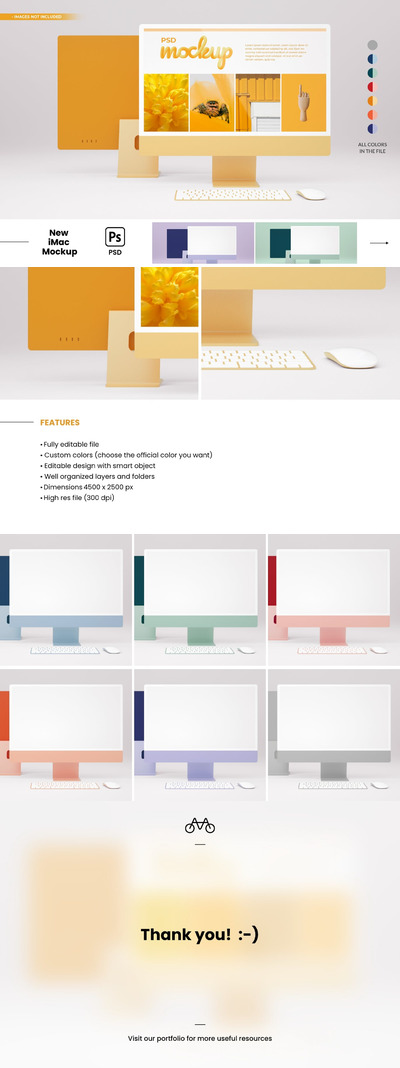 iMac苹果台式电脑样机模板 (PSD)