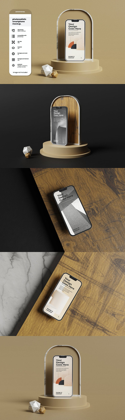 逼真的智能手机屏幕UI展示样机 (PSD)