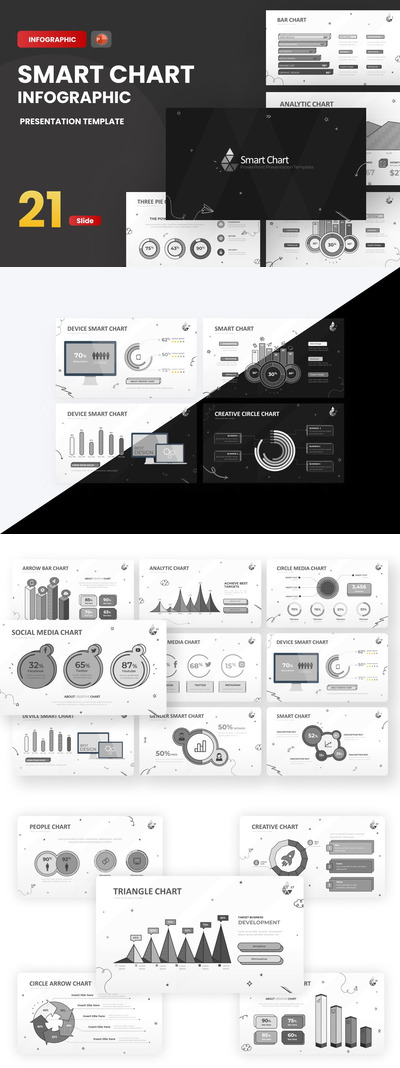 智能图表信息图形涂鸦PPT模版 (PPTX)