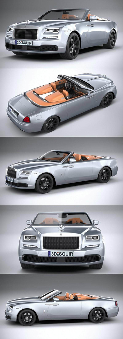 劳斯莱斯Rolls-Royce Dawn Silver Bullet 2020款双座敞篷跑车3D模型（OBJ,FBX,MAX）