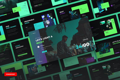 时尚高端多用途的音乐推广风格powerpoint幻灯片演示模板