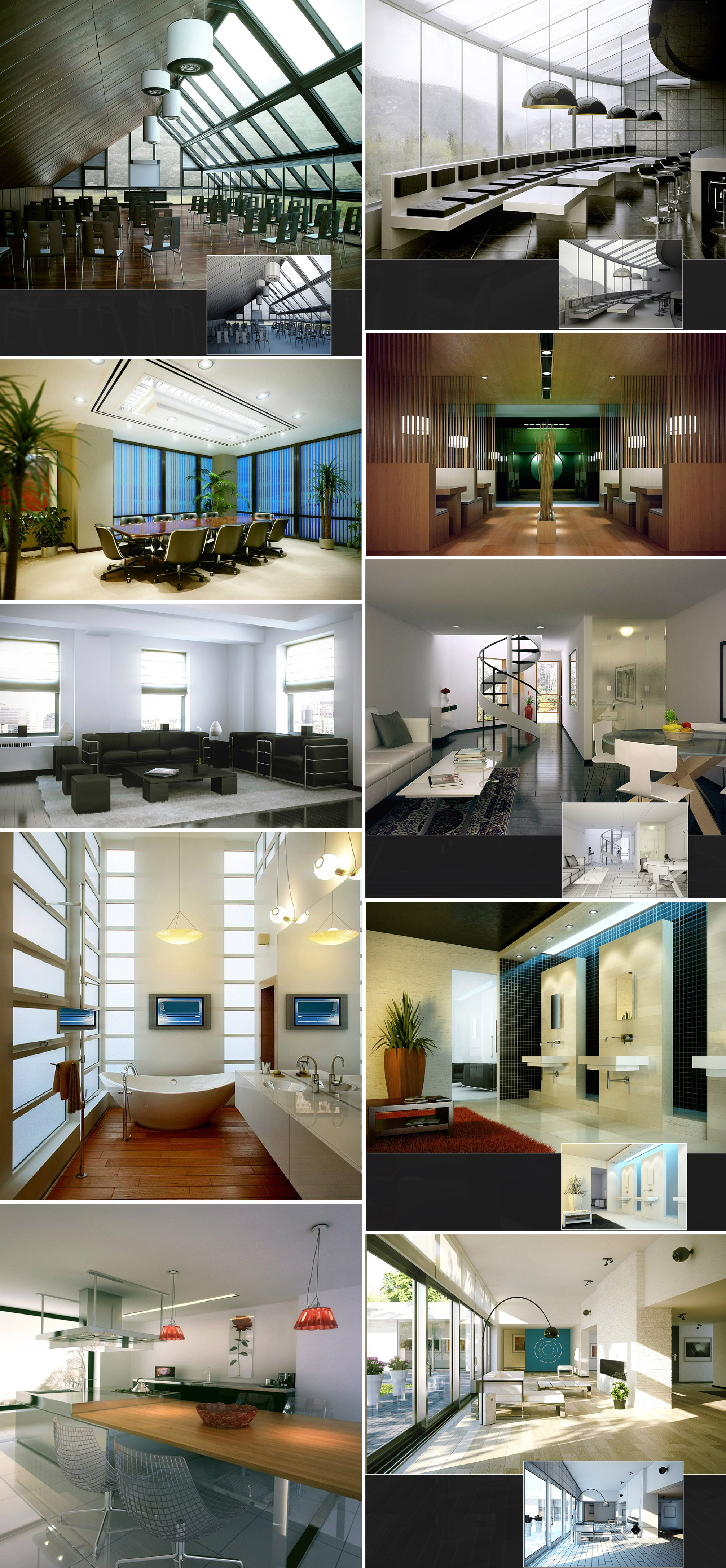 10组餐厅会议室公寓客厅厨房洗手间等室内场景3D模型合集（MAX）