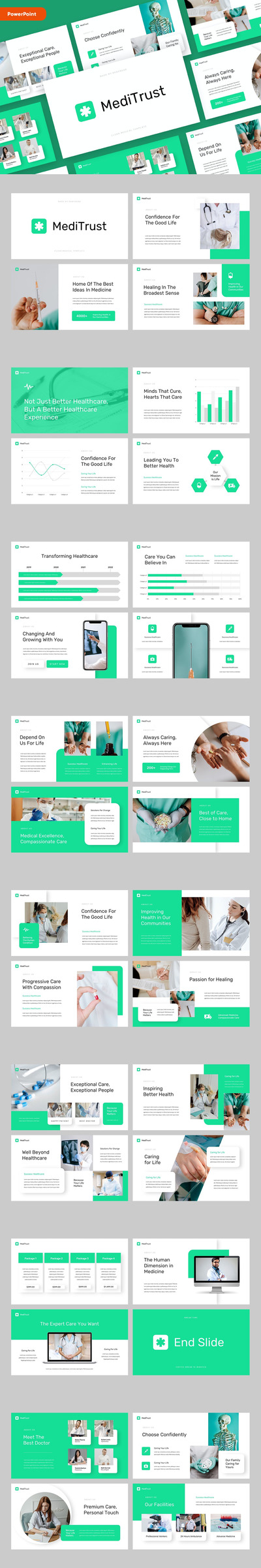 时尚清新简约多用途的医疗powerpoint幻灯片演示模板（pptx）