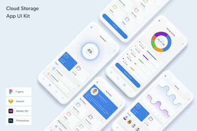 云存储网盘 App UI Kit (FIG,PSD,SKETCH,XD)