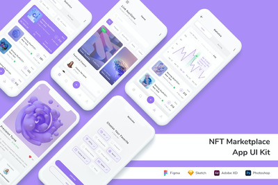 NFT买卖市场 App UI Kit (FIG,PSD,SKETCH,XD)