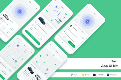 出租车 打车 App UI Kit (FIG,PSD,SKETCH,XD)