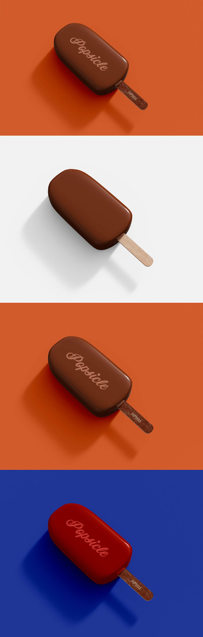 巧克力冰淇淋冰棒雪糕设计样机 (PSD)