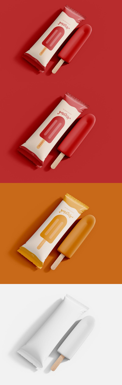 冰淇淋冰棒品牌包装设计样机 (PSD)