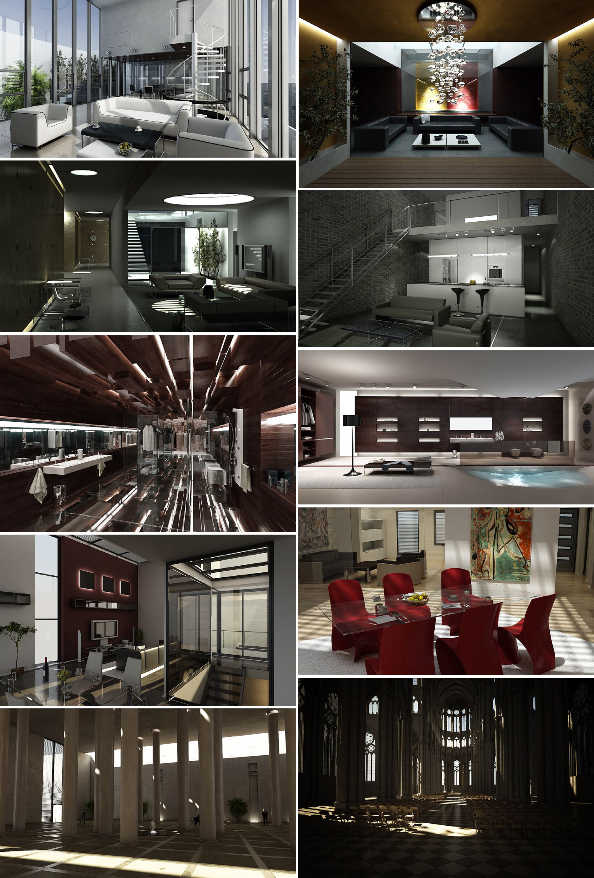 10组豪华客厅浴室餐厅泳池等室内场景3D模型合集（MAX）