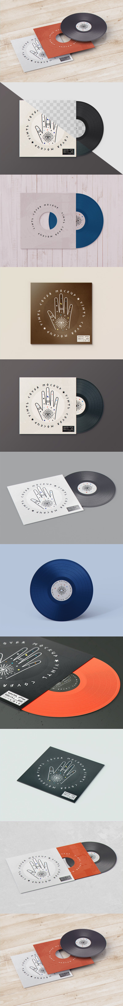 乙烯基黑胶唱片品牌设计样机 (PSD)