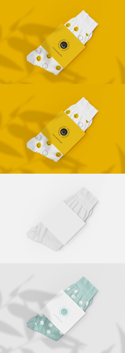 袜子品牌标签设计样机 (PSD)