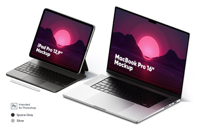 MacBook Pro和 iPad Pro场景样机 (PSD)