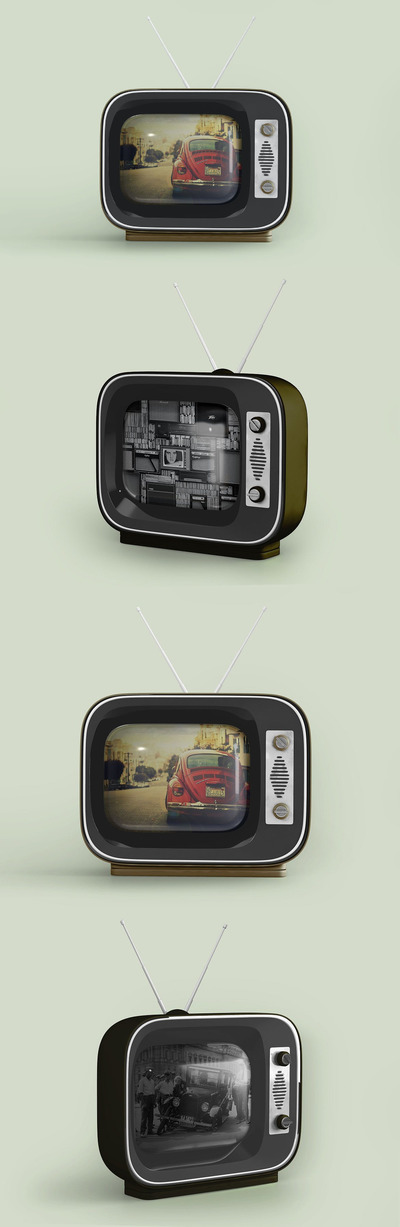 复古老式电视屏幕展示样机 (PSD)