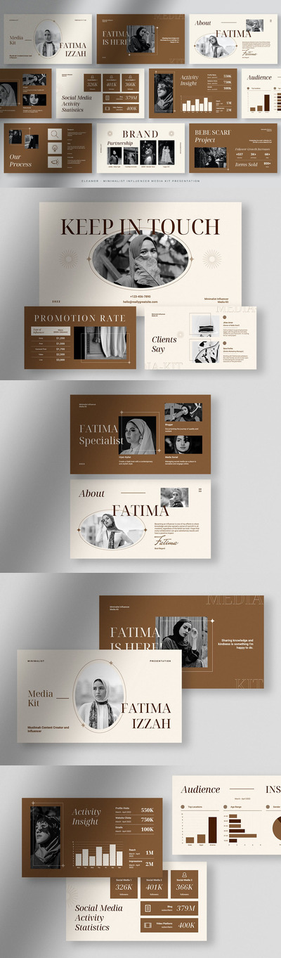 极简主义影响者媒体工具包PPT模版 (PPT,PPTX)