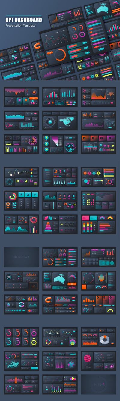 KPI 统计仪表盘PPT模版 (PPT,PPTX,PDF)