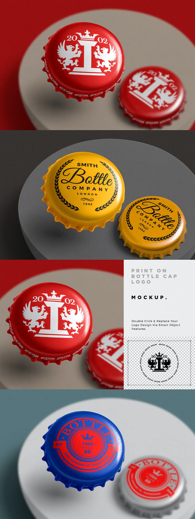金属瓶盖打印标志Logo样机 (PSD)