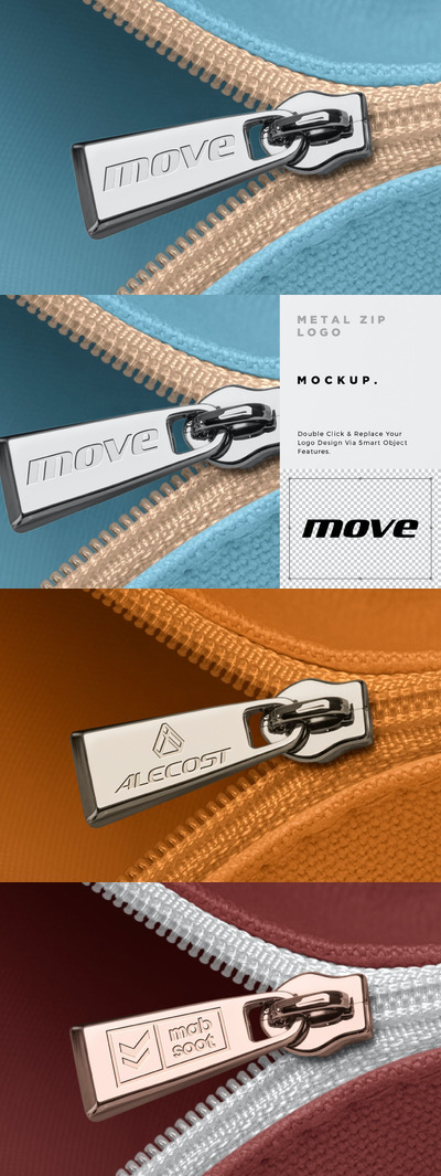 金属拉链品牌Logo样机 (PSD)