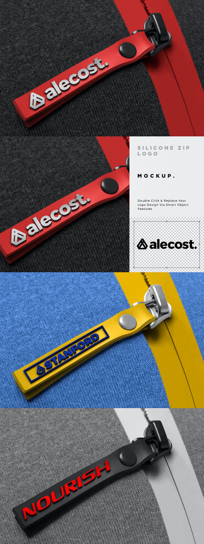 硅胶拉链标志品牌Logo样机 (PSD)