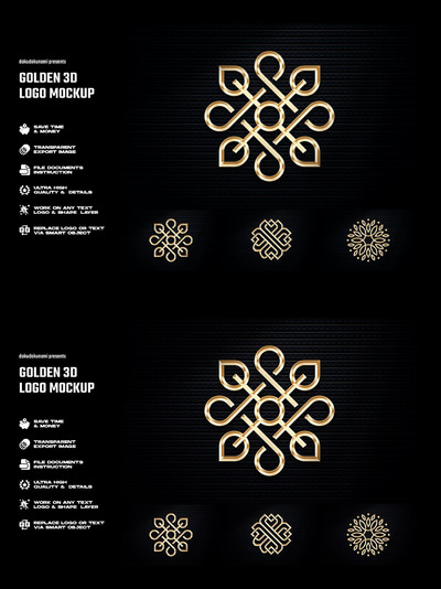 豪华金色3D标志Logo样机 (PSD)