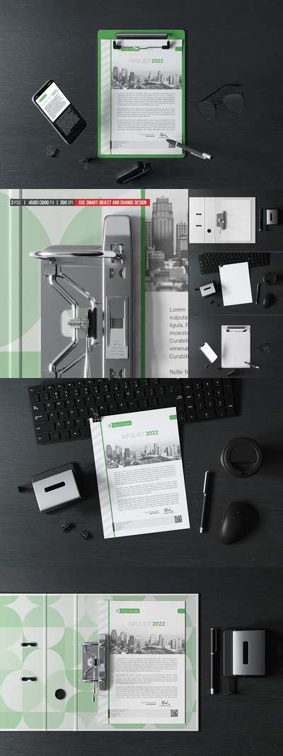 工作背景A4信头信纸样机 (PSD)