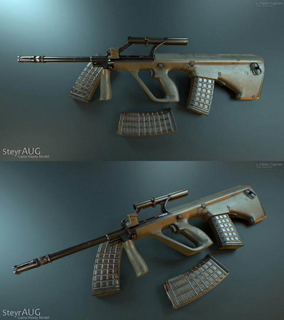 Steyr AUG突击步枪3D模型（OBJ,FBX,MAX）