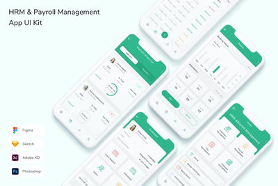 人力资源管理和薪资管理 App UI Kit (FIG,PSD,SKETCH,XD)