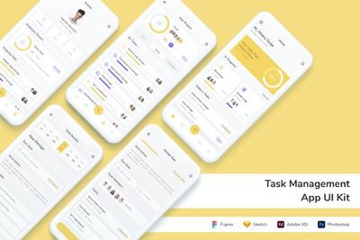任务管理 App UI Kit (FIG,PSD,SKETCH,XD)