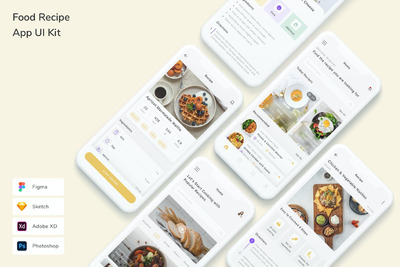 美食外卖 App UI Kit (FIG,PSD,SKETCH,XD)