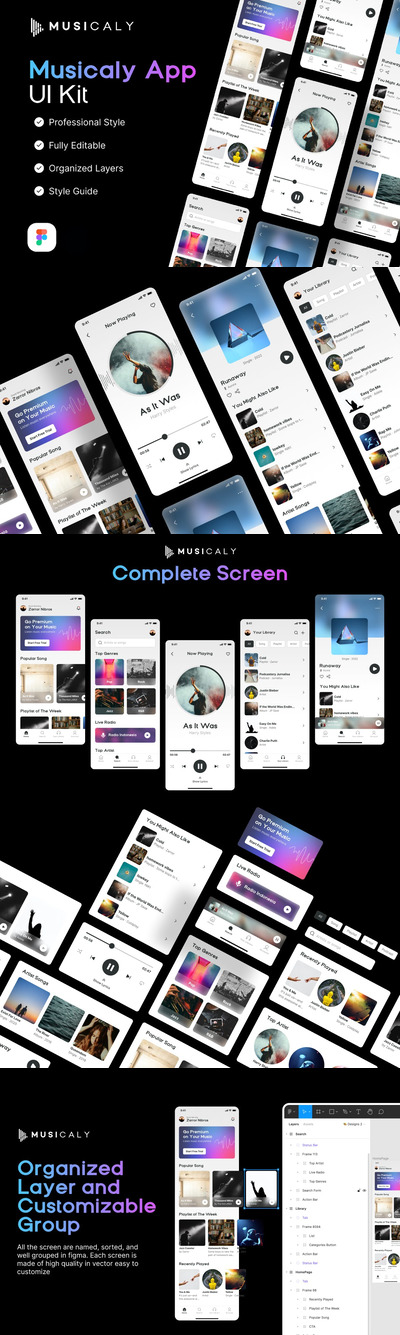 音乐播客 App UI Kit (FIG)