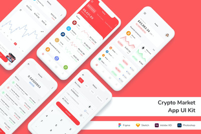 区块链市场 App UI Kit (FIG,PSD,SKETCH,XD)