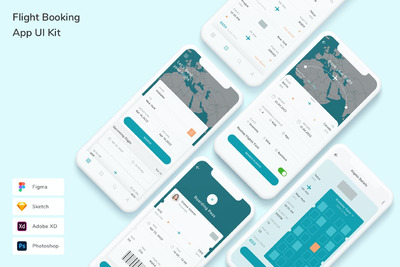 航班预订 App UI Kit (FIG,PSD,SKETCH,XD)