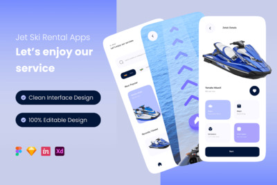 摩托艇出租 App UI Kit (FIG,SKETCH,XD)