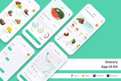 杂货店 App UI Kit (FIG,PSD,SKETCH,XD)
