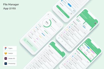 文件管理 App UI Kit (FIG,PSD,SKETCH,XD)