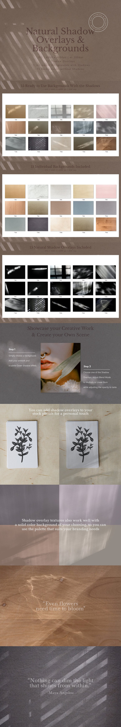 自然阴影叠层和背景素材 (jpg)