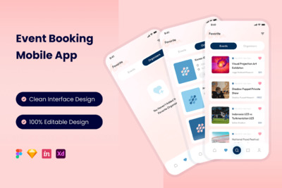 事件预定App UI Kit (FIG,SKETCH,XD)