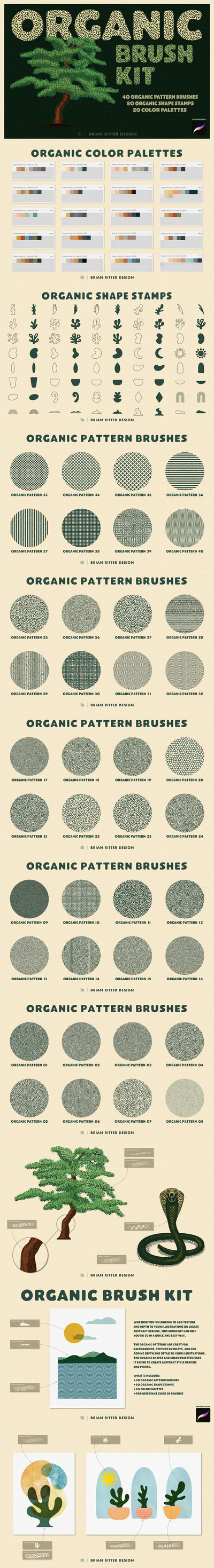 用于Procreate的无缝图案笔刷套件 (brushset)