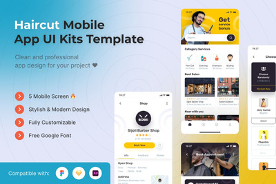 理发美发管理 App UI Kits (FIG,SKETCH,XD)